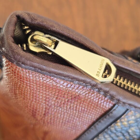 Brahmin | Mini Asher Brown Tyndal Snake Lizard Smooth Leather Satchel - Picture 8 of 16